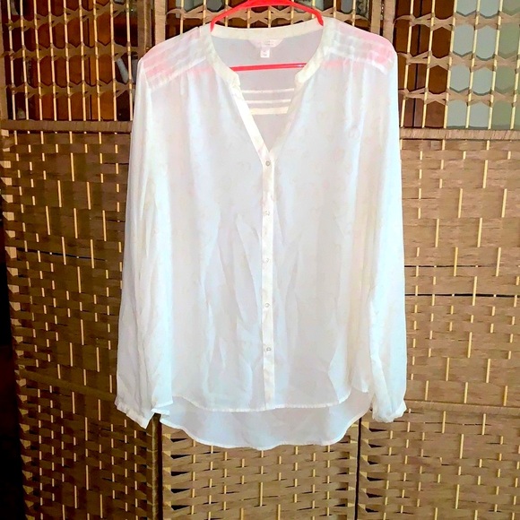 LC Lauren Conrad Sheer White Blouse - Picture 1 of 4